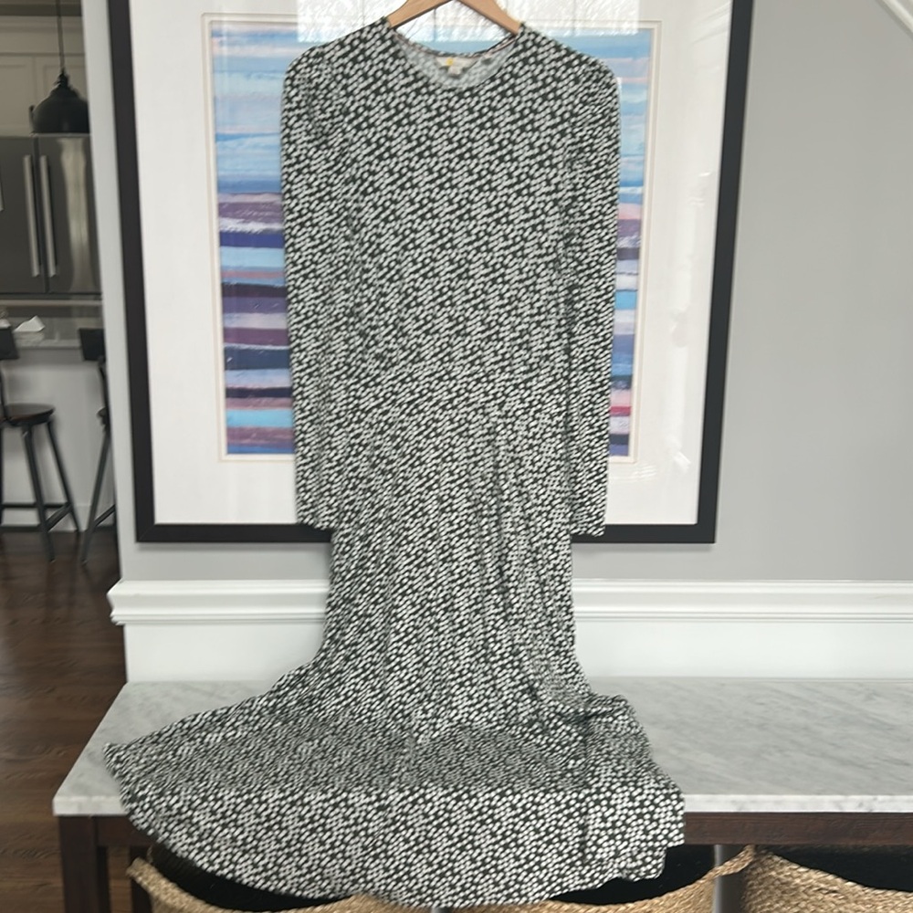 Boden Womens Jersey Midi Dress US 6R Green White Polka-Dot